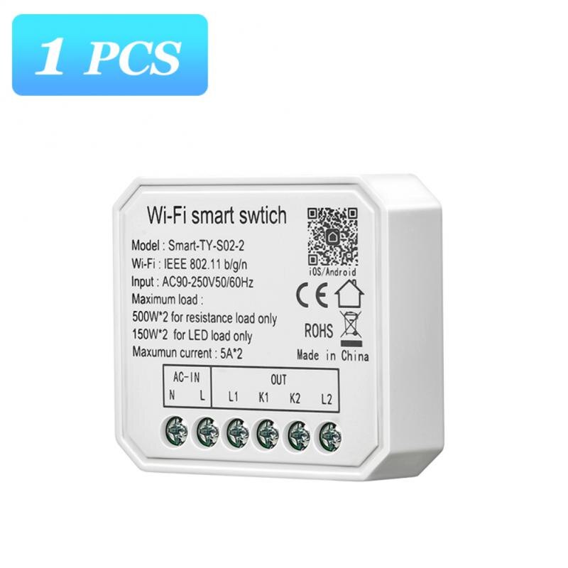 Aubess Tuya Wifi Smart Switch Mini Smart Diy Licht Schakelaar Module Module 1/2 Gang Smart Leven Tuya Afstandsbediening Werk met Alexa: Auburn