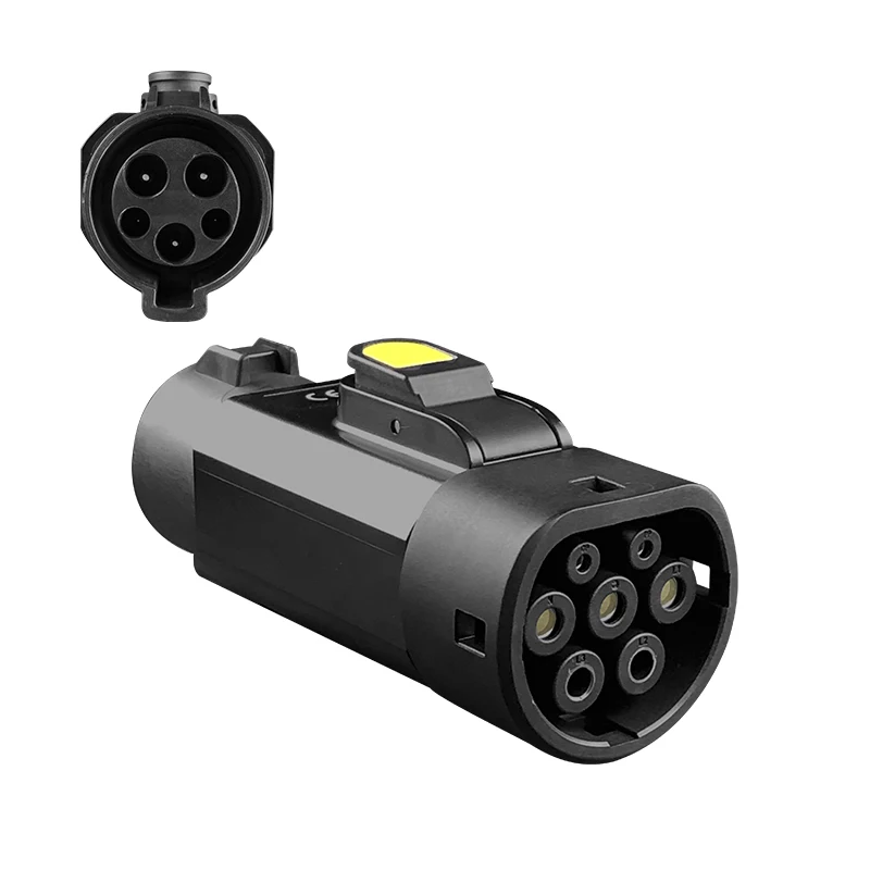 Typ 1 auf Typ 2 EV-Ladegerät-Adapter 32 A EV-Ladegerät-Anschluss SAE J1772 auf Typ 2-Adapter zum Aufladen von Elektrofahrzeugen: Schwarz