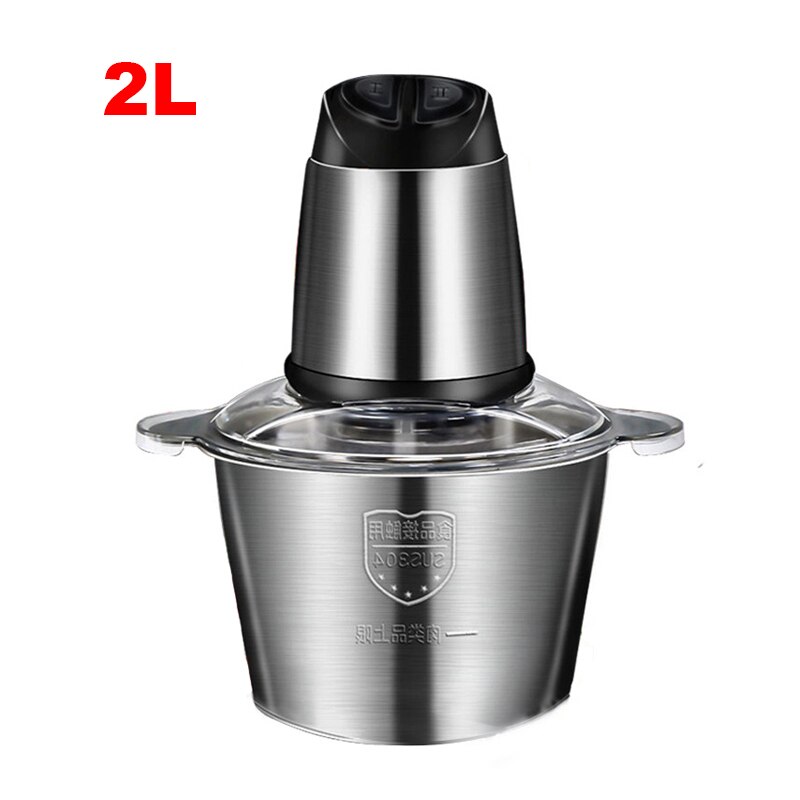 Hachoir à viande électrique automatique 300W, en acier inoxydable, capacité de 2l/3l, hachoir à ail, hachoir de cuisine: 2L EU Plug