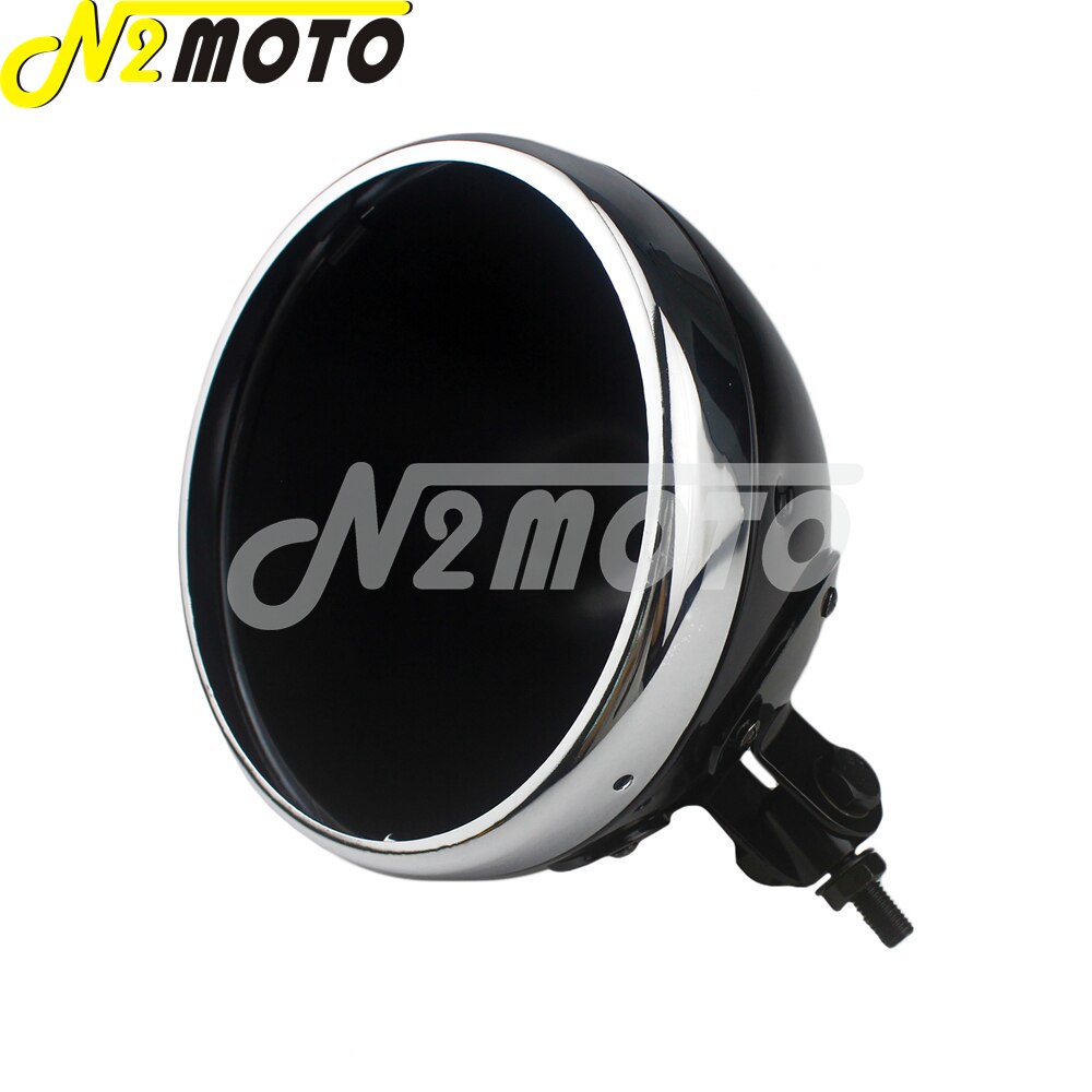 Chrome Motorcycle Ronde 7 &quot;Led Koplamp Behuizing Koplamp Gloeilamp Emmer Voor Harley Chopper Sportster Koplamp Bottom Mount: Black Chrome