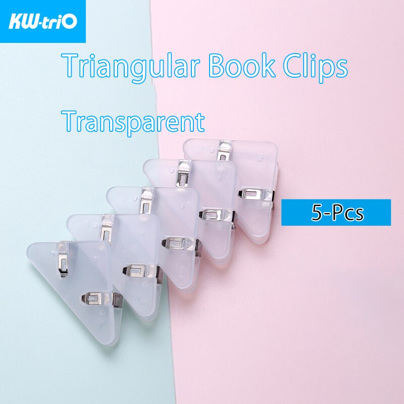 KW-triO Triangular Book Clip Colorful Paper Clip Notebook Binder Clip Cute Bookmark Clip DIY Office Accessories Student Supplies: Transparent  Clip-5