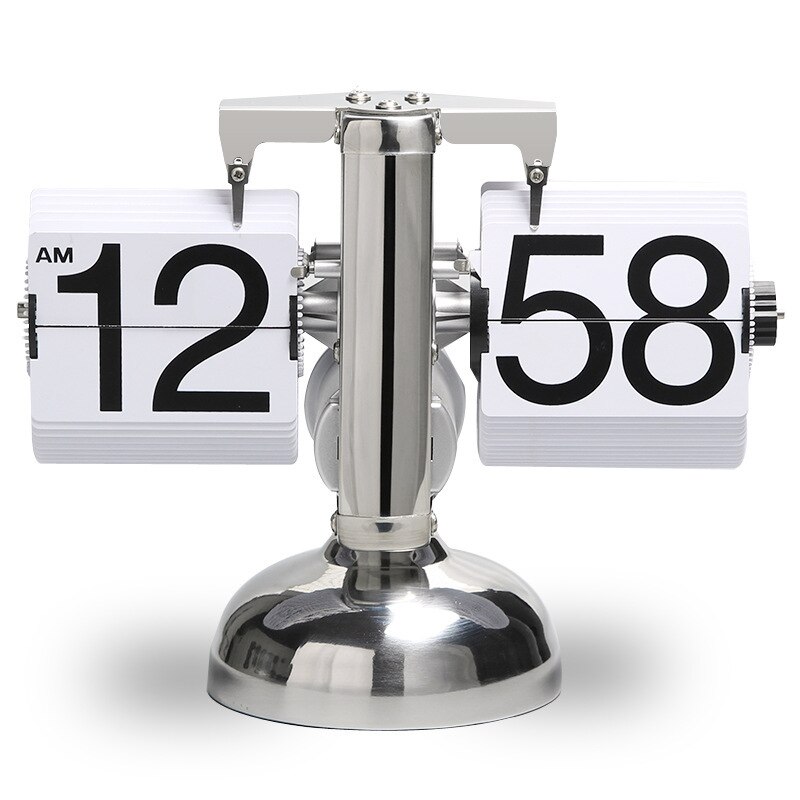 Ure lille retro flip ur rustfrit stål flip flip intern gear drift sten yingzhong personlighed kunst ur  lb32812: En hvid