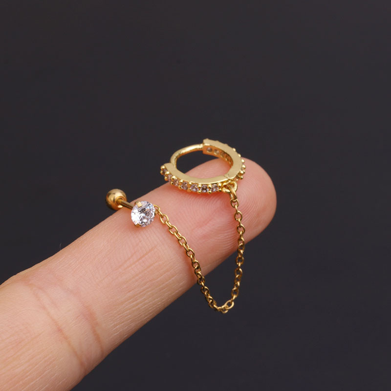 1Pc Quaste Kette Band Ohrringe Wendel durchbohren Schmuck für Frauen Punk Hiphop Kreis Edelstahl Cz Ohrringe Schmuck