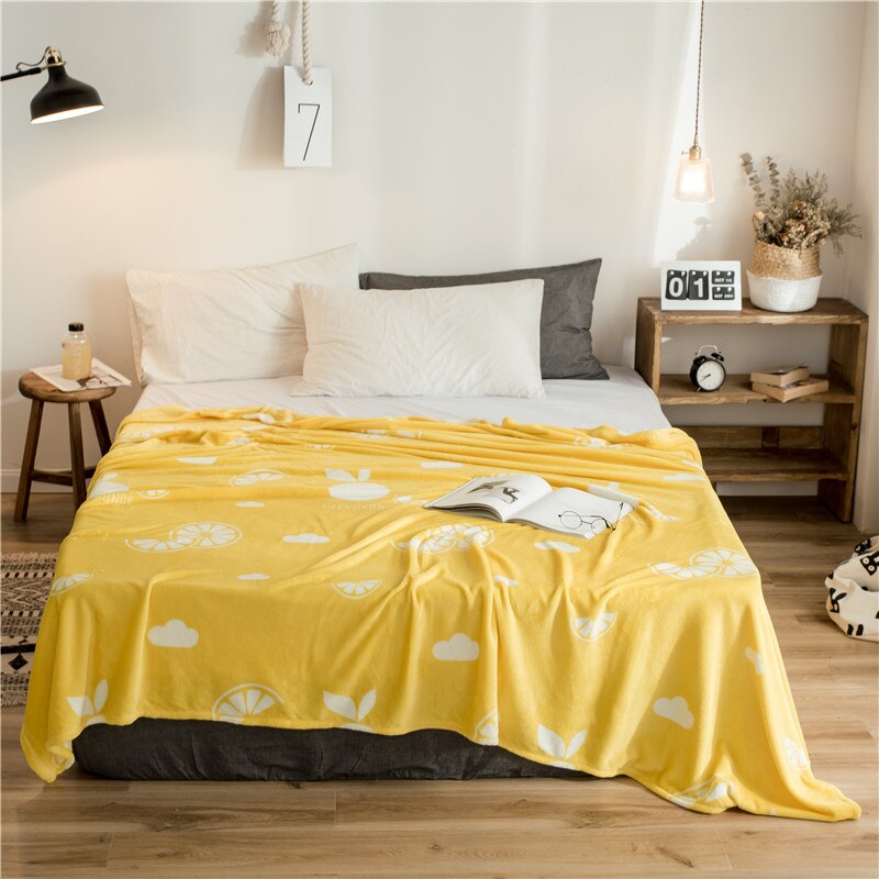 geel polyester deken voor volwassenen warm deken lakens flanellen winter home decor gooi deken voor sofa: 200x230 cm