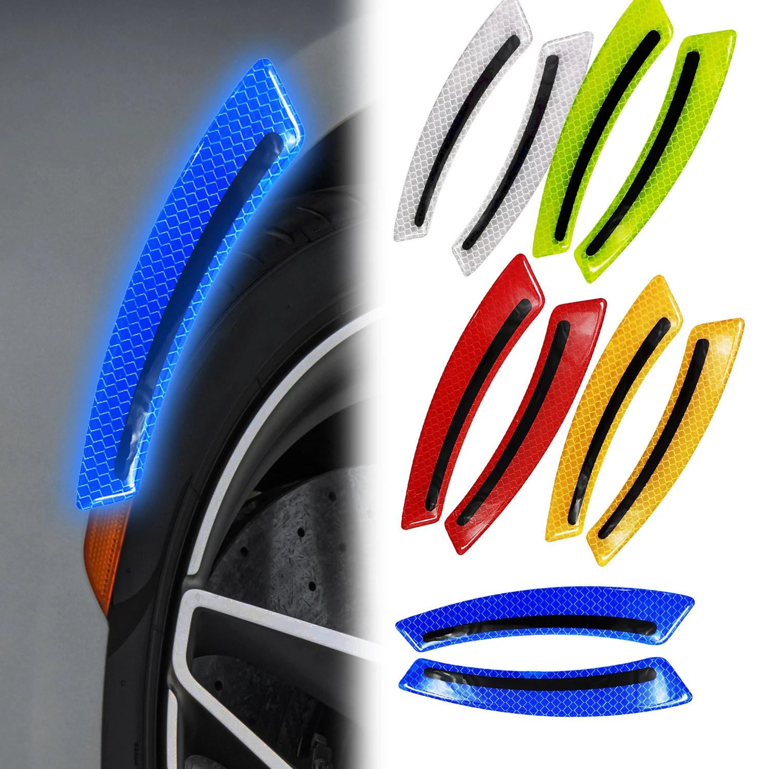Car Wheel Eyebrow Anti-collision Strip Luminous Reflective Car Sticker Anti-collision Scratch Night Driving Safety Guard Sticker