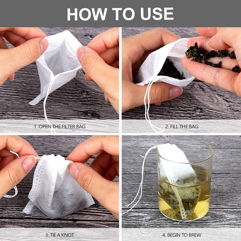 Tea Drawstring 200 Pcs Tea Filter Bag, Tea Bag Drawstring Disposa... – Grandado