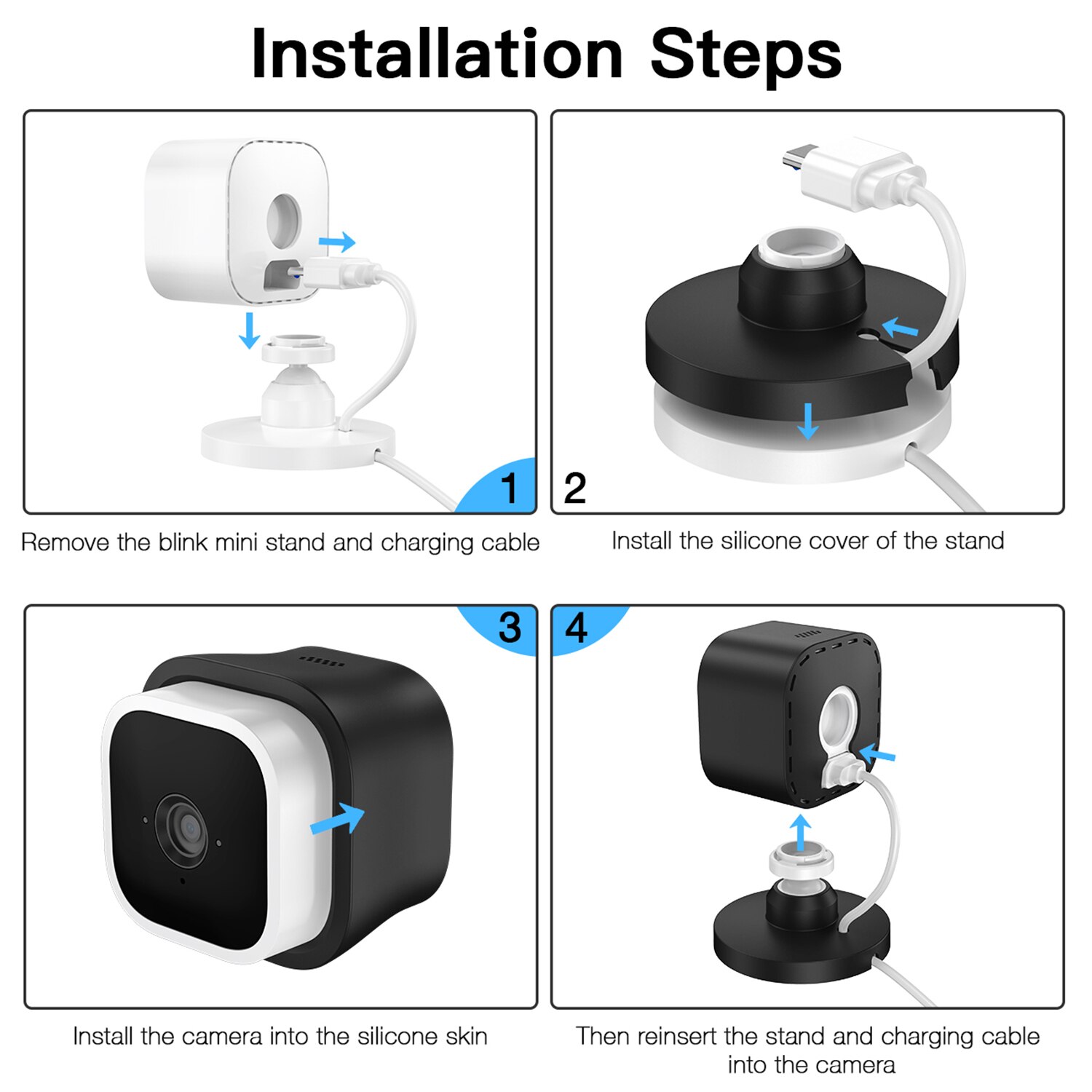 Blink Mini Camera Wall Mount Bracket Silicone Protective Covers Indoor/Outdoor Wall Mount Security Cover for Blink Mini Camera