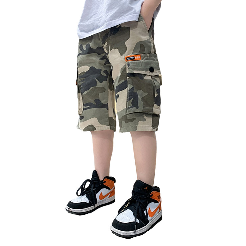 2022 Summer Boys pantaloncini mimetici pantaloni in cotone bambini vita elastica lunghezza al polpaccio pantaloni morbidi abbigliamento per bambini per adolescenti 5-14