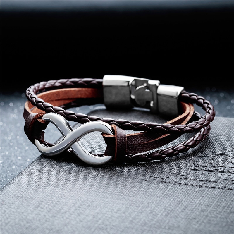 ZORCVENS Infinity 8 Bracelet Hand-woven Wrap Leather Bracelet Rope Chain Bracelet 6 Colors Men Jewelry