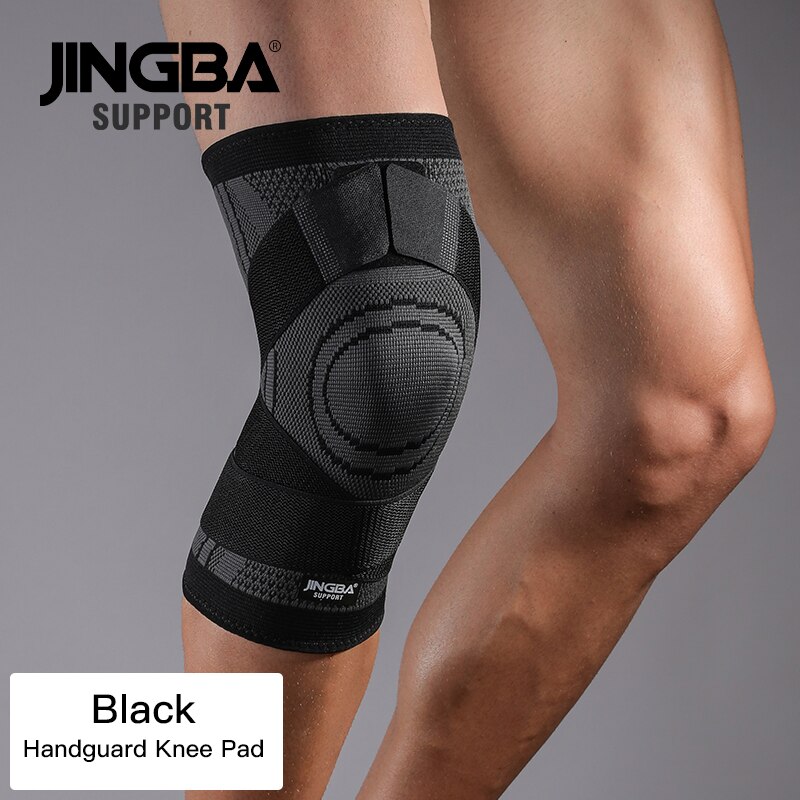 JINGBA UNTERSTÜTZUNG Neue 1PCS Nylon knie protector + armband Unterstützung + knöchel unterstützung + basketball knie pads Tennis badminton Klammer: Black Bandage Knee