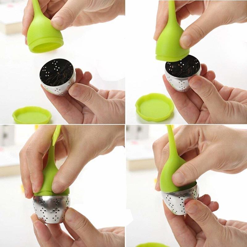 Silicone Tea Infuser Leaf Strainer Stainless Steel Strainer Handle Loose Tea Steeper Herbal Tea Filter Infusor Tea Tool Teaware