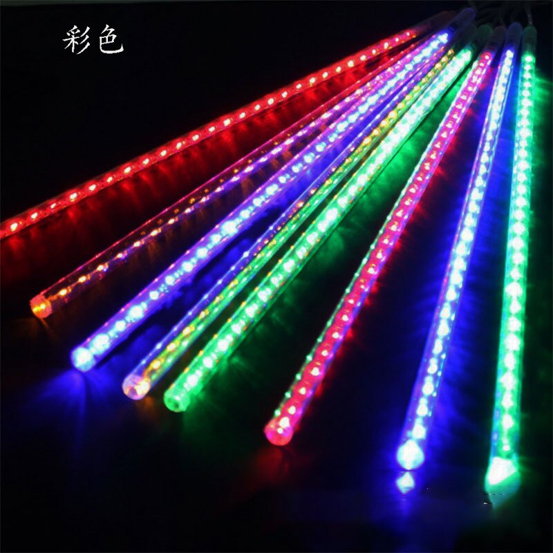 30/50cm 8 tubos lluvia de meteoros luces de cadena LED decoraciones para árboles de Navidad guirnalda de calle para decoración al aire libre Año Navidad: Multicolor / EU Plug 220V-30cm