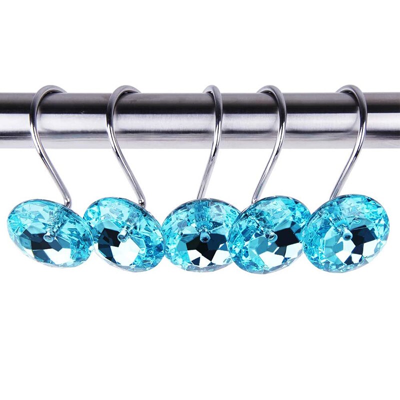 12 stk krystal perle bruseforhæng kroge stang dekorative akryl diamant rhinsten gardin ringe til badeværelse