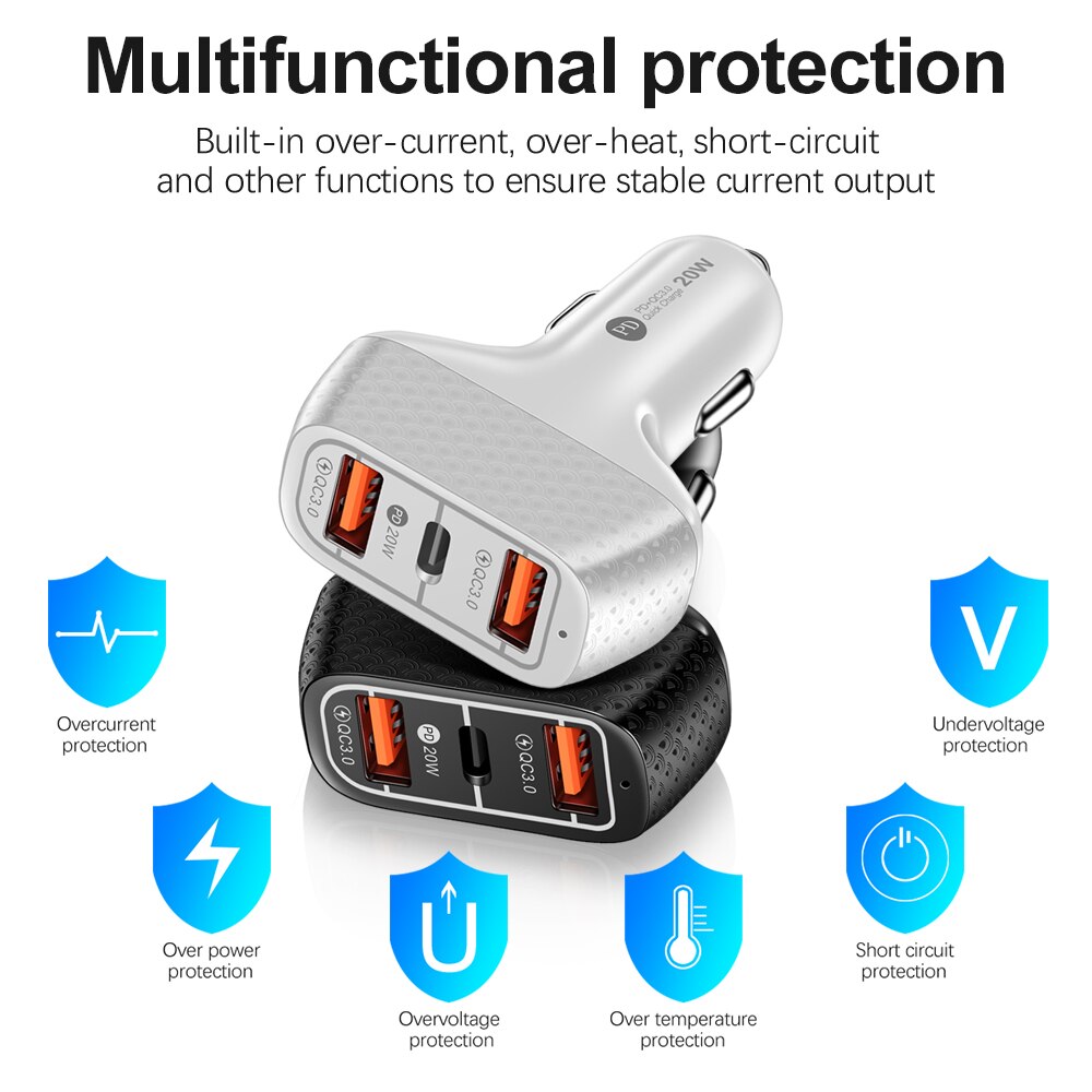Caricabatteria da auto USB Quick Charge QC 3.0 4.0 PD 20W tipo C caricabatterie USB per auto veloce per iPhone 13 12 Pro Xiaomi Samsung cellulare