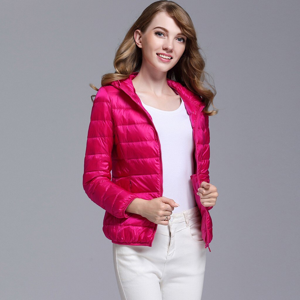 Winter Coat Women Ultra Light Down Jacket White Duck Down Hooded Jackets Parka Casual Female Long Sleeve Solid Outwear Coat