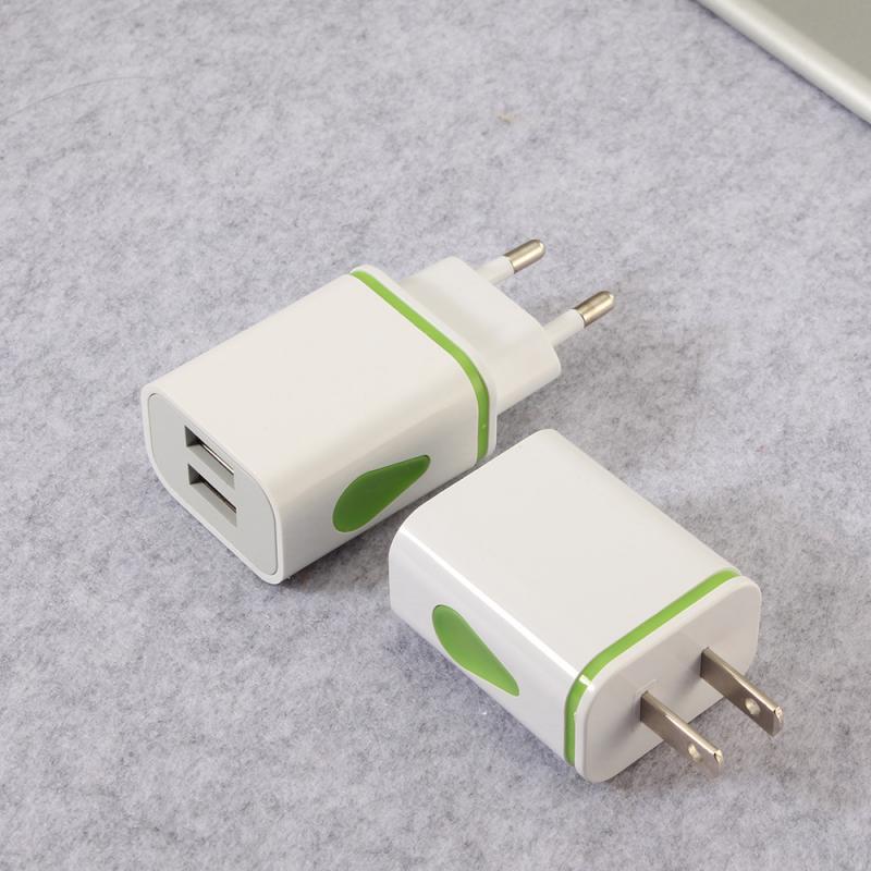 5 Colors Dual USB Charger 2.1A Fast Charging Universal Travel EU/US Plug Adapter Wall Mobile Phone Charger For IPhone For Huawei