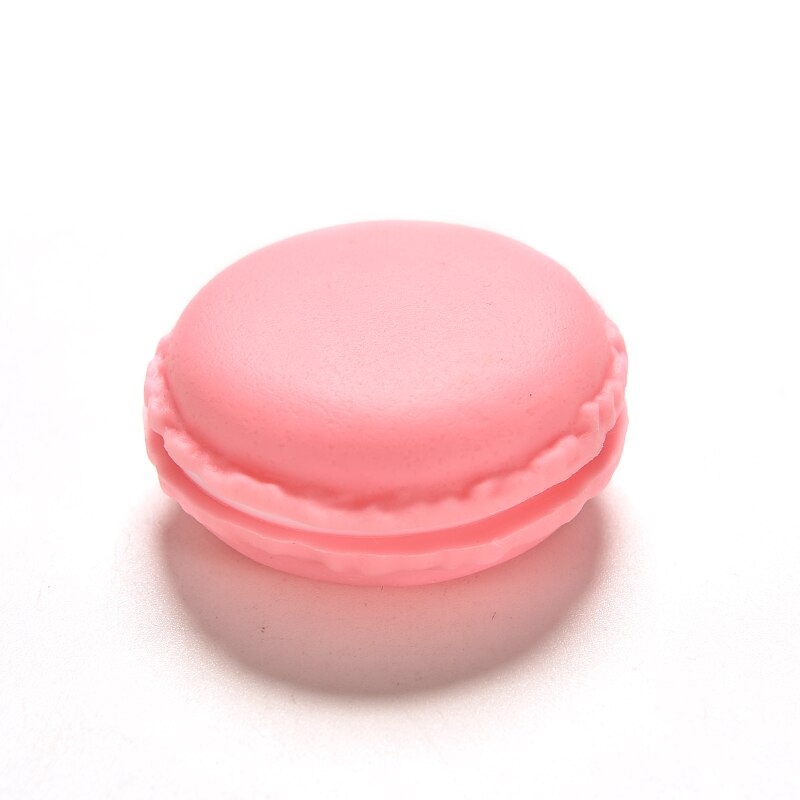 1pc söta godis dekoration klämma färg macaron mini förvaringsbox smyckeskrin pillerfodral födelsedag: Rosa