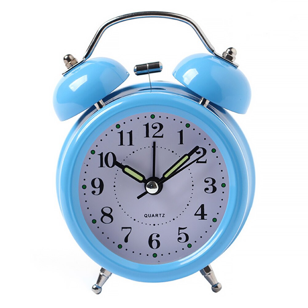 Battery Operated Living Room Alarm Clock Bedroom Lightweight Portable Mini Cute Desktop Multifunction Metal With Night Light