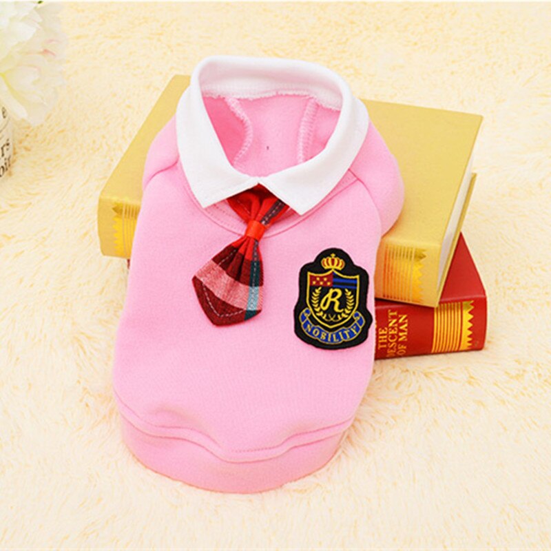 School Style Pet Dog Clothes Cat Chihuahua Clothing Dress Pugs Puppy Coat Outfit For Small Dog Clothes Roupa Para Cachorro 4S1: Pink Suit / S