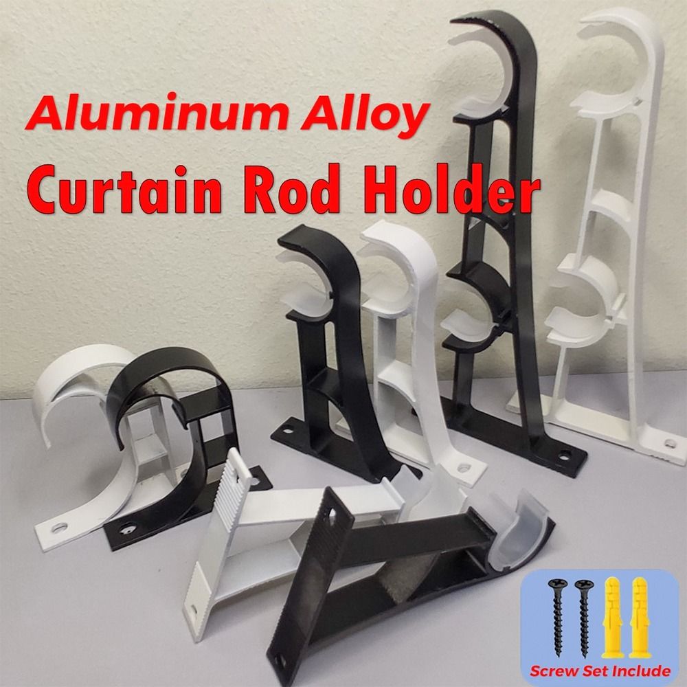 1Pcs Aluminum Alloy Rod Support Clamp Single Double Hang Curtain Rod Bracket Fixing Clip Furniture Hardware Crossbar Hanger Hook