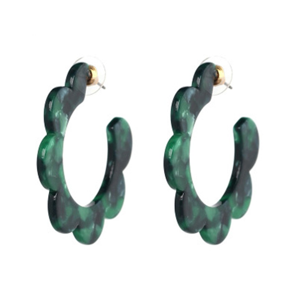 Acrylic Resin Green Leaves Dangle Earring For Women Tortoiseshell Geometry Acetate Party Dangle Earring Jewelry