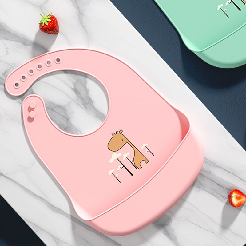 Bavoirs en Silicone pour bébé, animaux de dessin animé cerf, doux, alimentation pour bébé, imperméable, ajustable, pour enfants fille et garçon, accessoires de soins