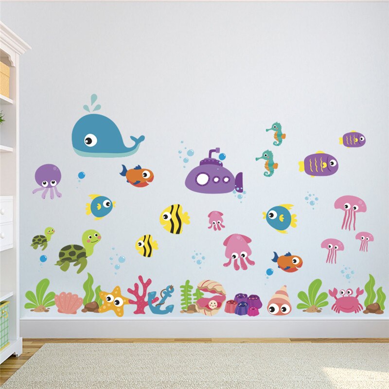 Underwater Fish Bubble Boat Turtle Wall Sticker Decals Bathroom Bedroom Nursery Window Decor Nursery Decals Poster Mural