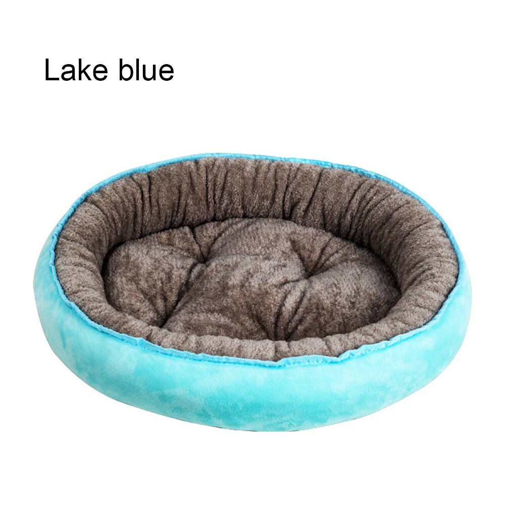 Hond Bedden Voor Grote Medium Kleine Honden Puppy Labrador Verbazingwekkend Kat Marshmallow Wasbare Ronde Bed Wasbare Pluche Huisdier Bed: Lake blue / S 40cmx30cm