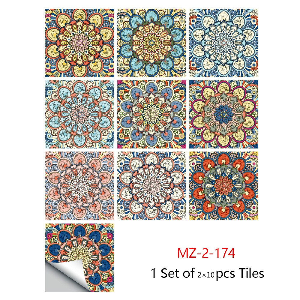 Mandala motif cristal dur pièce carreaux de céramique autocollants maison cuisine salle de bain évier décoration étanche amovible autocollant mural: 30cmx30cmx20pcs