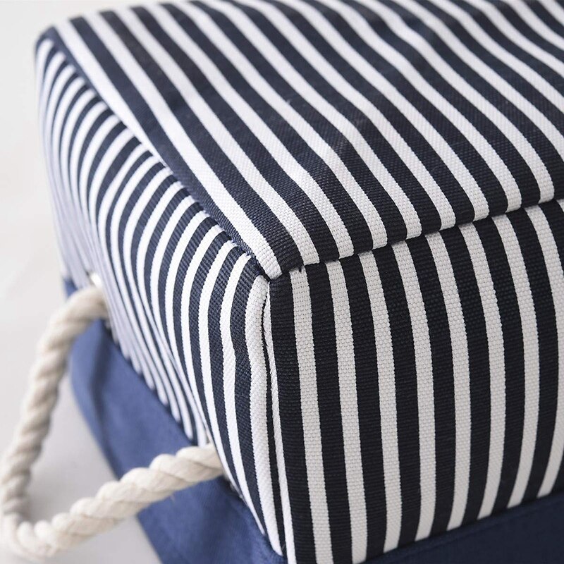 Fabric Nautical Basket for Storage,Collapsible Canvas Storage Bins Containers Organizing Basket for Empty,Shelves, Closet,