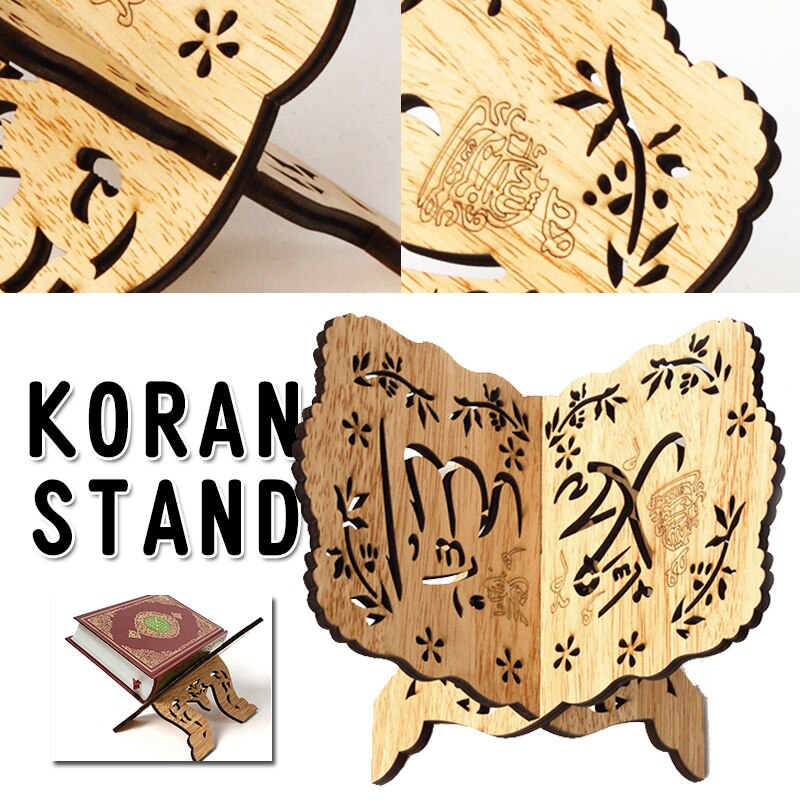 Wooden Eid Al-Fitr Islamic Book Shelf Bible Frame Kuran Quran Koran Holy Book Stand Holder Rehal Islamic Home Decoration