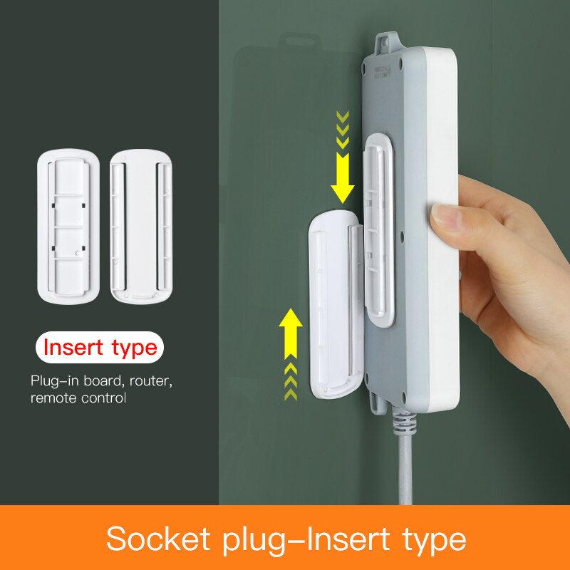 Fijador de enchufe sin perforaciones, adhesivo de pared para organizar tu hogar, cables, fijar enchufes y regletas, soporte: Insert type