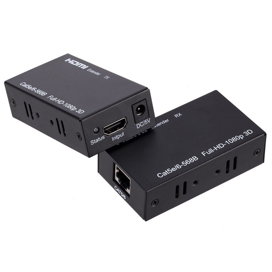 Extender hdmi  rj45 4k hdmi extender cat 5 60m 120m hdmi extender audio kit over ethernet cat 6/5e til  ps4 apple tv pc laptop hdtv: Rød / Eu-stik