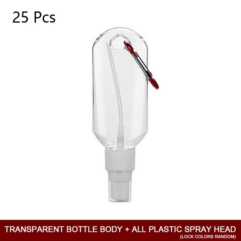 50ml Wall Hanging Refillable Bottles Hand Sanitizer Containers Travel Containers Leakproof Spray Bottle With Lanyard: Transparent  25Pc