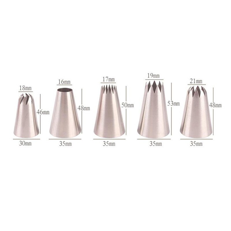 5 Stks/set Grote Russische Icing Piping Pastry Nozzle Tips Bakken Tools Gebak Decoratie Set Rvs Nozzles Rose Cupcake