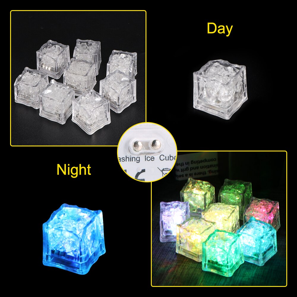 1/12 stücke Eiswürfel Licht Mehrfarbig Dekorative LED Flüssigkeit Sensor Eiswürfel LED glühen hell hoch Für Bar Verein Hochzeit partei Champagner