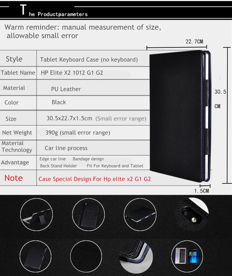 Capa para tablet hp elite x2 1012 g2, capa de couro e pu com suporte para hp elite x2 1020 g1 g2 tablet de 12.3&#39;&#39;