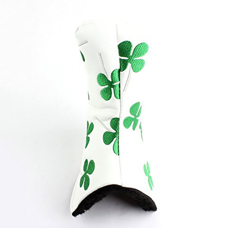 White Four Leaf Clover Thick PU Golf Headcover Putter Cover Blade Golf Head cover For Golf club