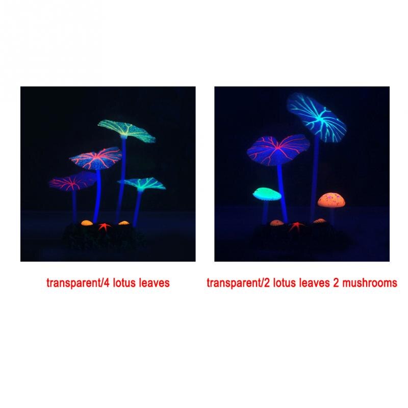 Fluorescerende kunstig koral glødende lotusblad svamp lysende sten akvarier akvarium lysende indretning tilbehør