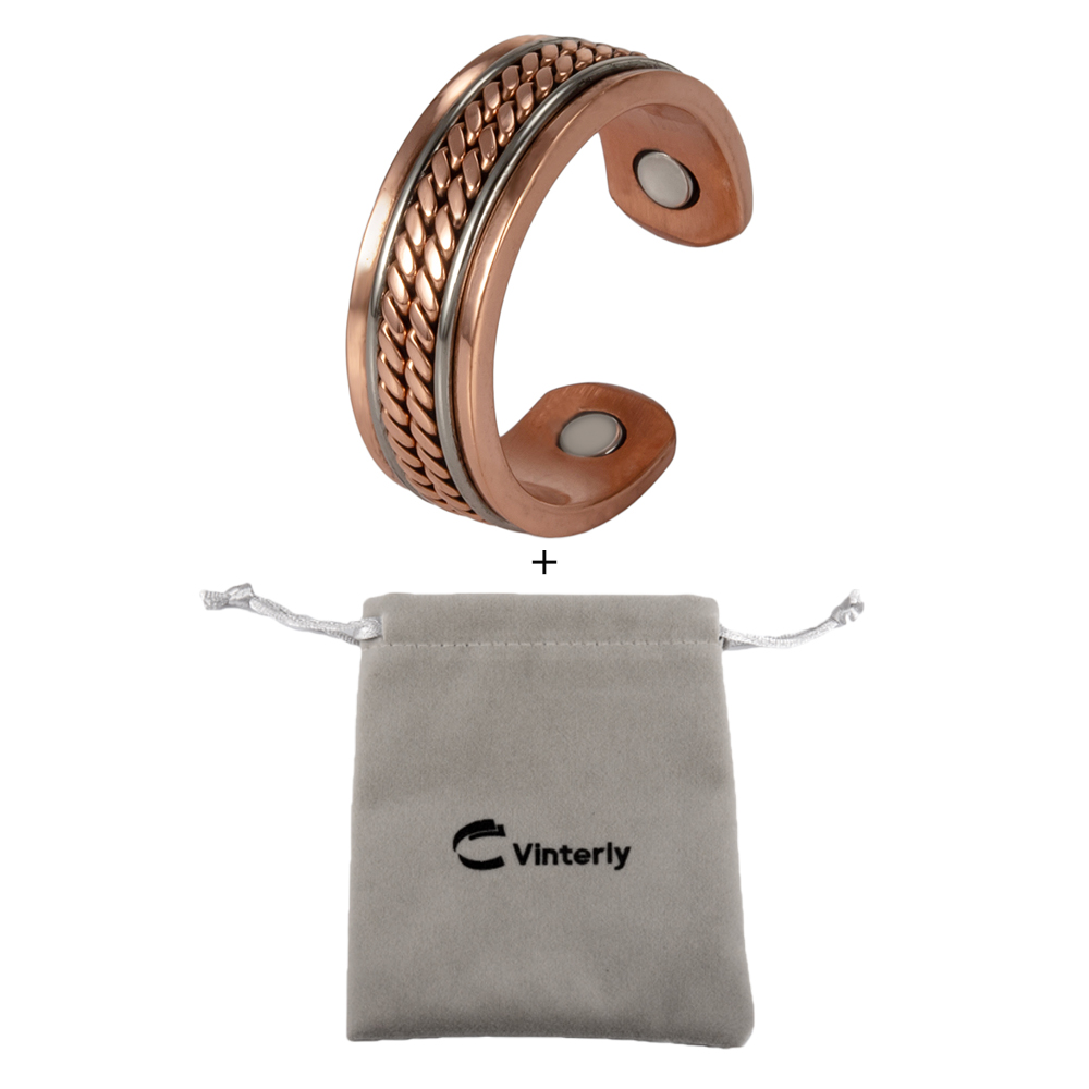 Vinterly Reines Kupfer Magnetische Ringe Frauen Männer verdrehte Gesundheit Energie Finger Offene Manschette Einstellbare Schmuck Hohe Magnet Größenverstellbar: Kamel