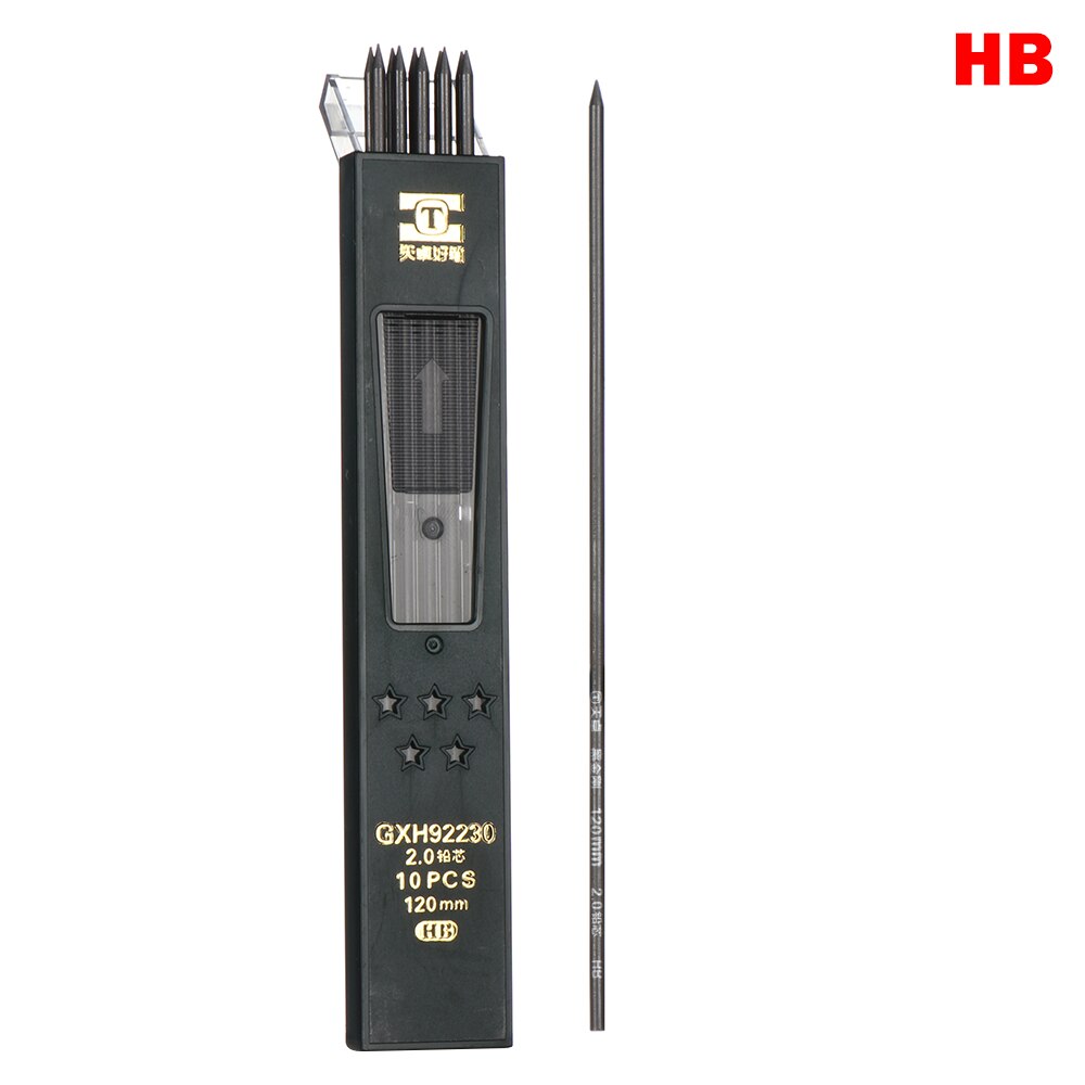10 Teile/schachtel 2mm 2B HB Schwarz Mechanische Bleistift Blei Nachfüllung Schule Studenten Automatische Blei Ader füllt nach Bleistift Blei: HB