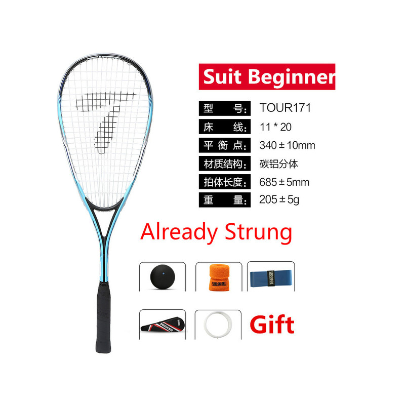 Squash Racket With String Ball Full Carbon Suit Adult Beginner Men Women With Racket Bag Competition Training -40