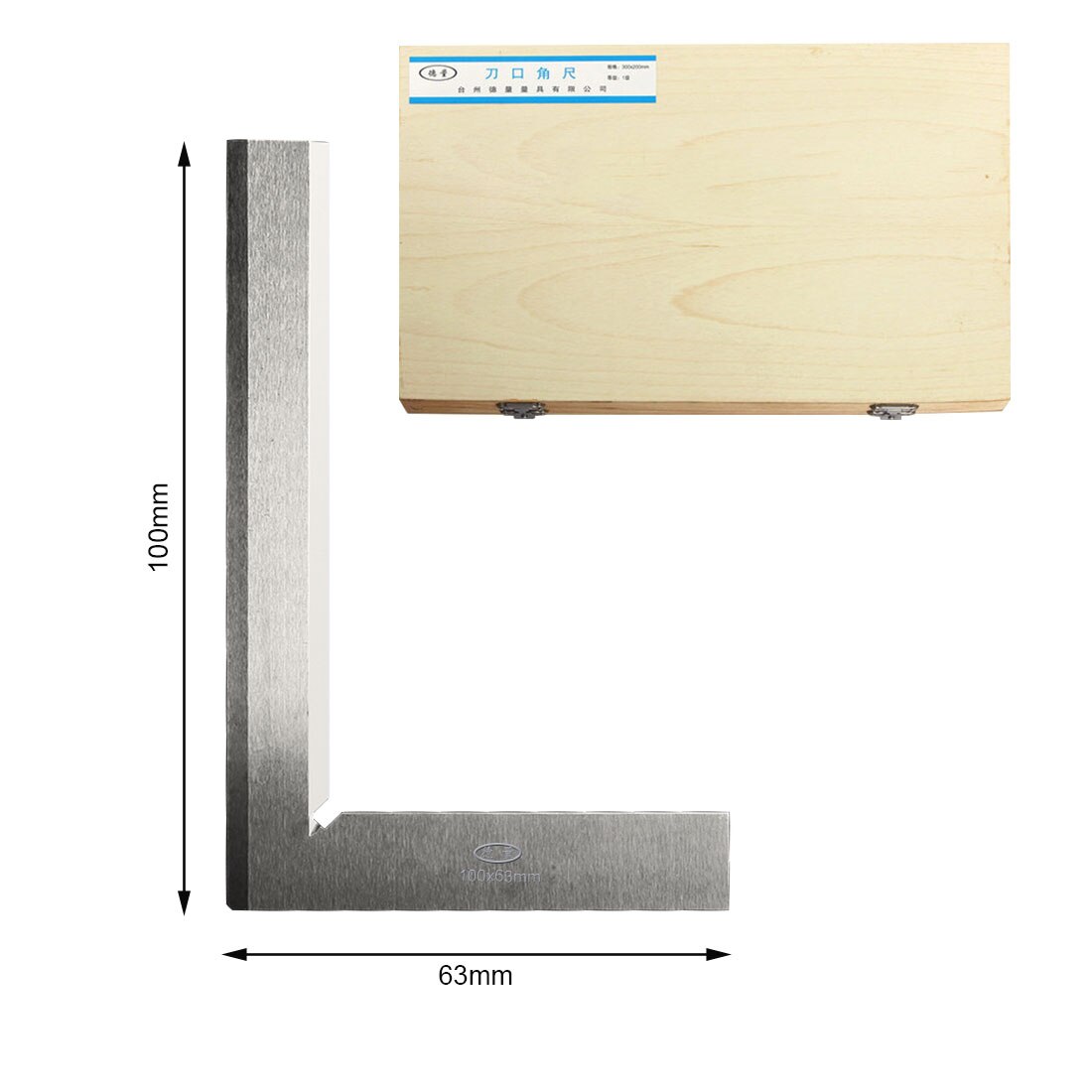 90 Graden Rechte Hoek Heerser Houtbewerking Carbon Staal Hoge Precisie Meetinstrument Precisie Grond Staal Gehard Hoek: 100x63x19.8mm
