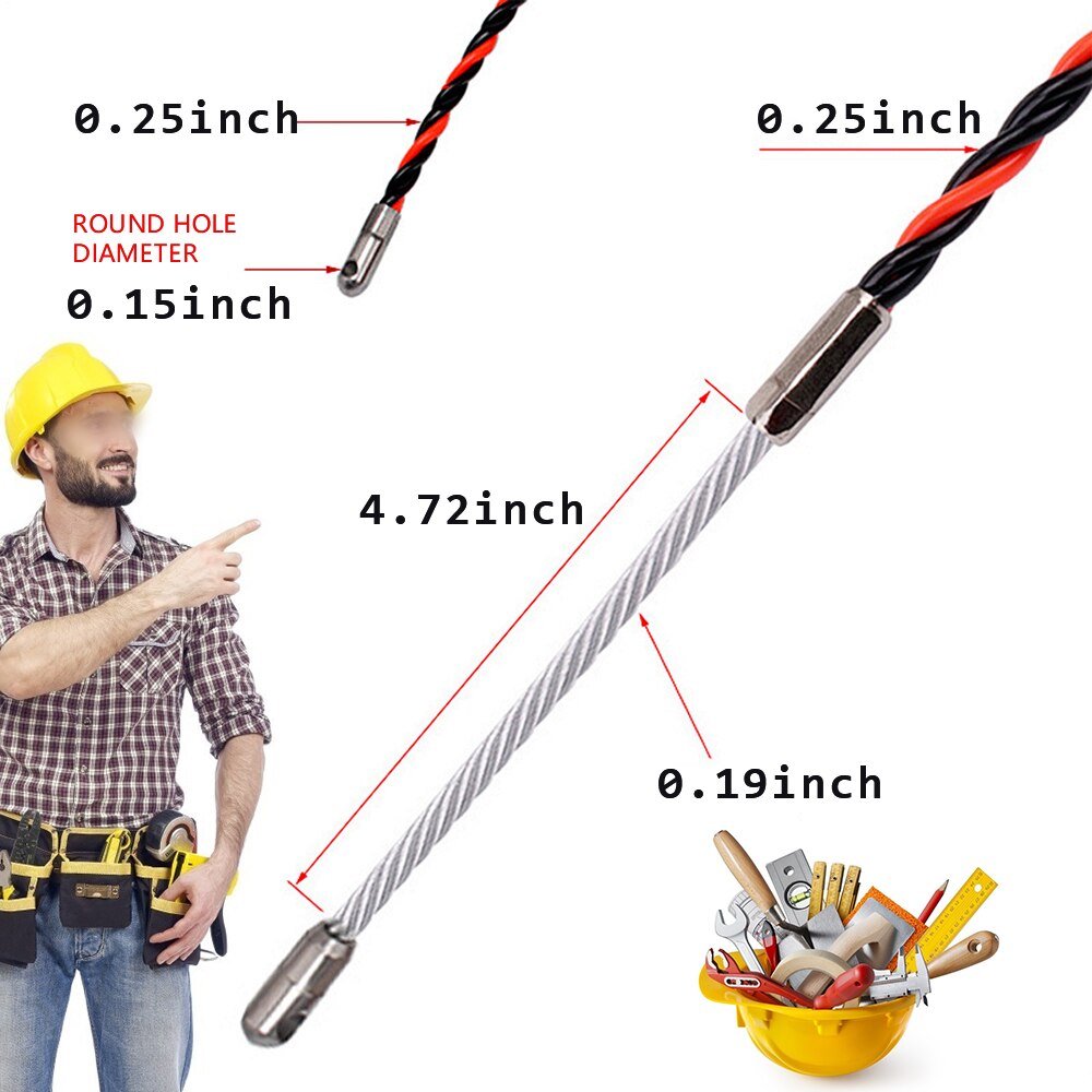 5-15M 5mm Cable Puller Fiberglass Electric Cable Wire Puller Electrical Tool Tape Cable Guide Device Push Duct Snake Rodder Fish