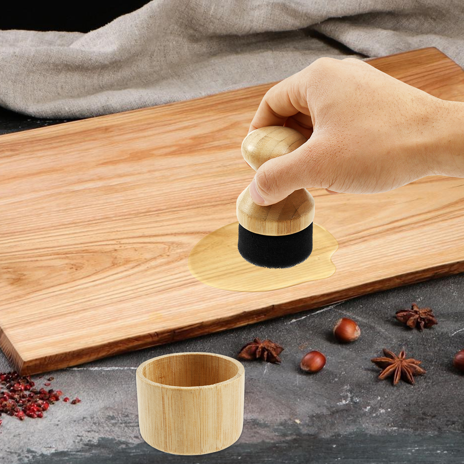 Floor Wax Applicator Cutting Board Oil Wax Applicator with Lid Handle Wood Cutting Board Oil Applicator for Wooden Spatula