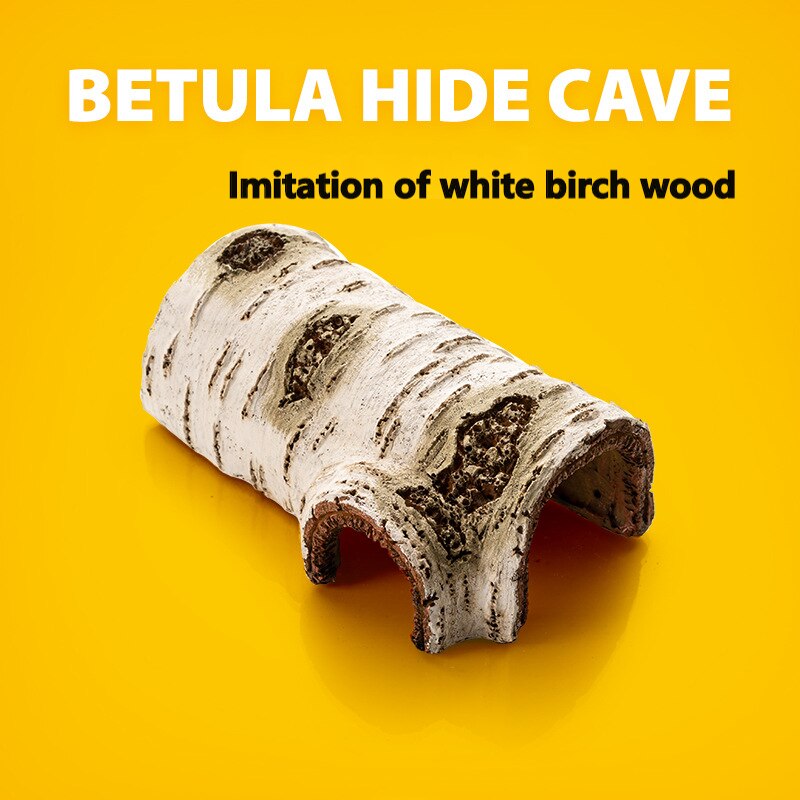 Reptile Habitat Resin Ornament Log Lizard Hideout Small Animal Cave Bark Bend Leopard Gecko Spider Snake Turtle Fish Shrimp