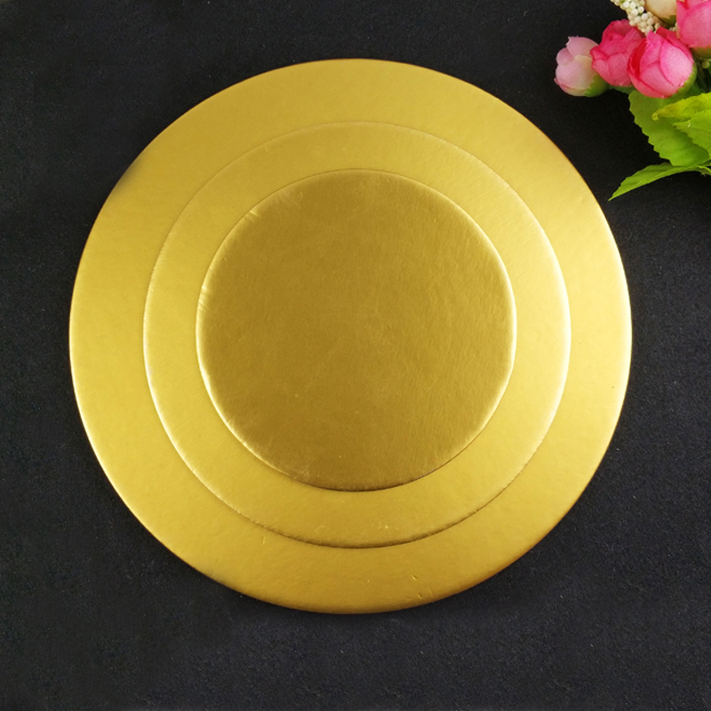 SHENHONG Golden 10-40CM Disposable Cake Circle Base Boards Round Coated Cakeboard Cake Plate Decorations Pastries Displays Tray