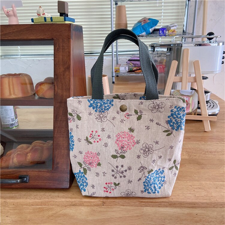 Small fresh and reusable portable lunch bag lunch bag female mini hand carrying small cloth bag casual all-match lunch bag: 11