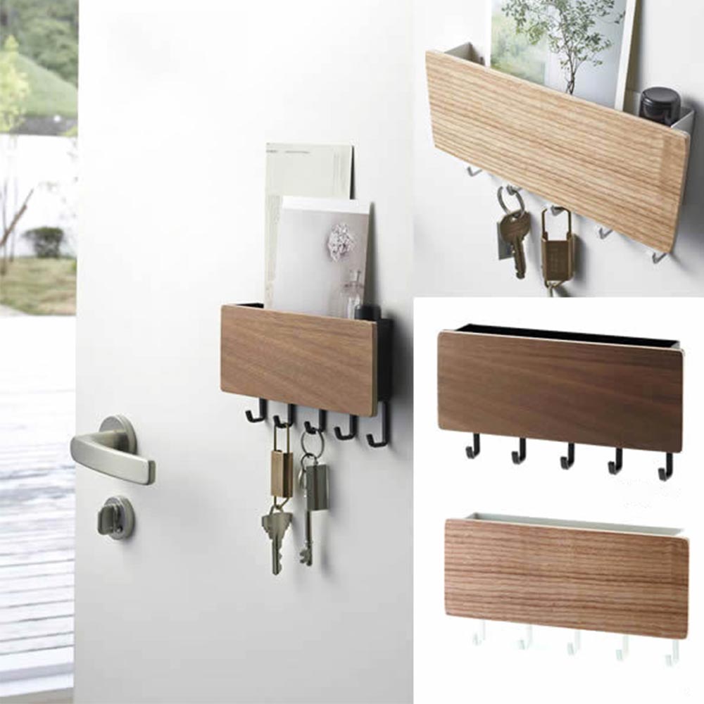 ATUCOHO Store tipo colgado en la pared de madera decorativo estante de pared caja de almacenamiento de artículos diversos colgador organizador llavero estante de madera para pared