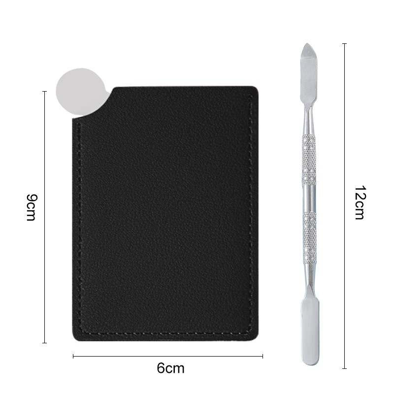 Paleta de maquillaje de acero inoxidable, espejo de maquillaje portátil con paleta de colores, placa mezcladora de cosméticos, herramienta de mezcla de viaje para belleza: Negro